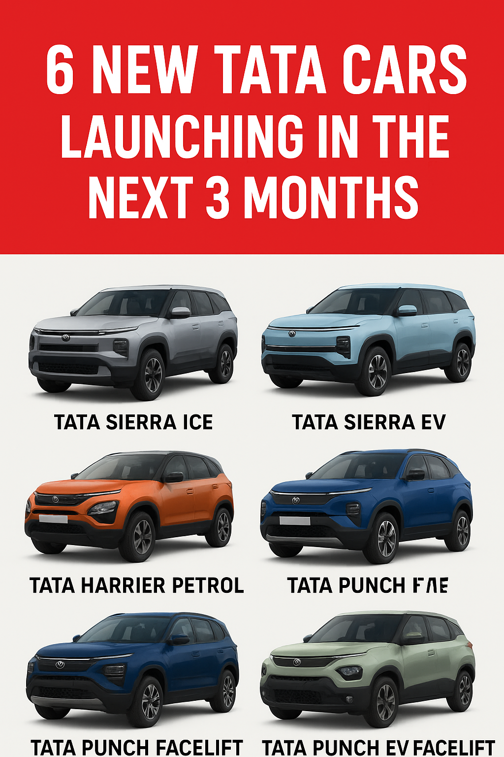 Tata Motors 6 New Tata Cars Launching in the Next 3 Months